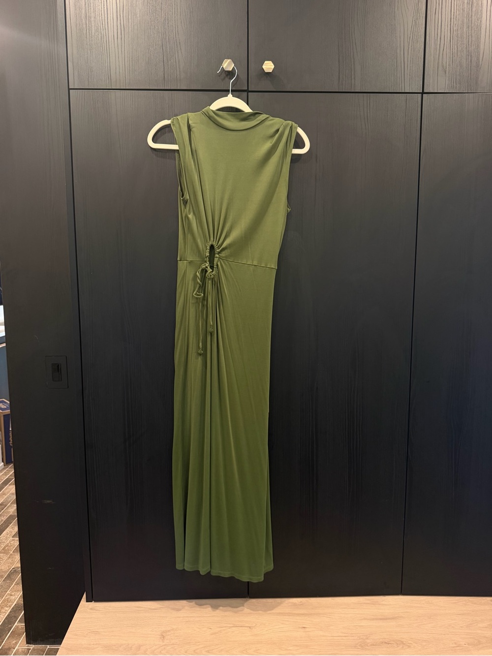 FARM Rio Olive Green Sleeveless Tie-Back Midi Dress